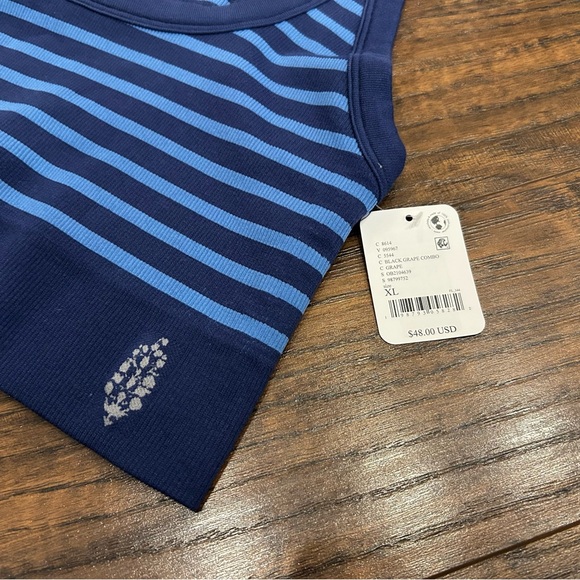 NWT FP Free People Movement Go To Striped Sports Bra Ribbed XL Black Grape Combo - Picture 4 of 7